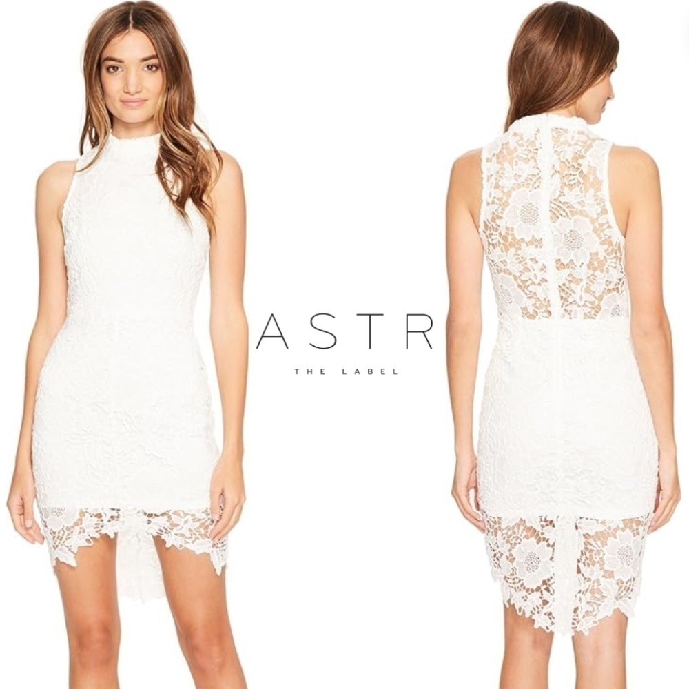 ASTR the Label Samantha Dress Lace Mini Dress - White - Size S